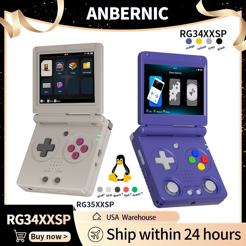 Gaming Console Video Game - Anbernic RG34XXSP RG35XXSP Flip Handheld Game