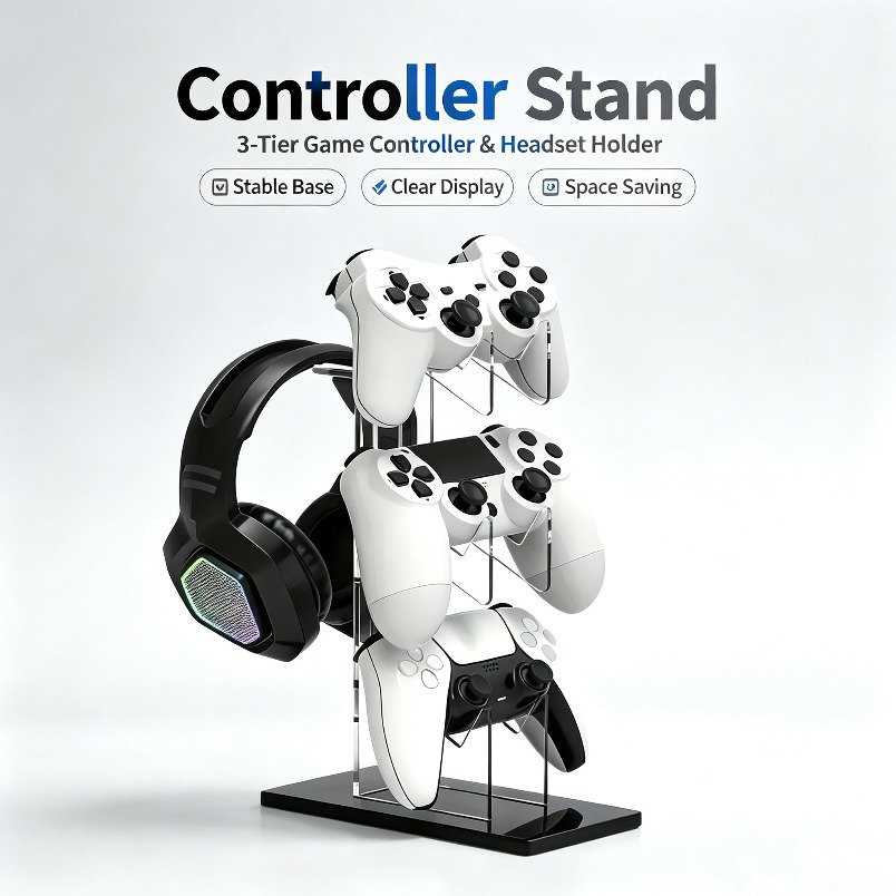 Gaming Console Organizer - Controller Stand 3 Tier Headphone Hanger