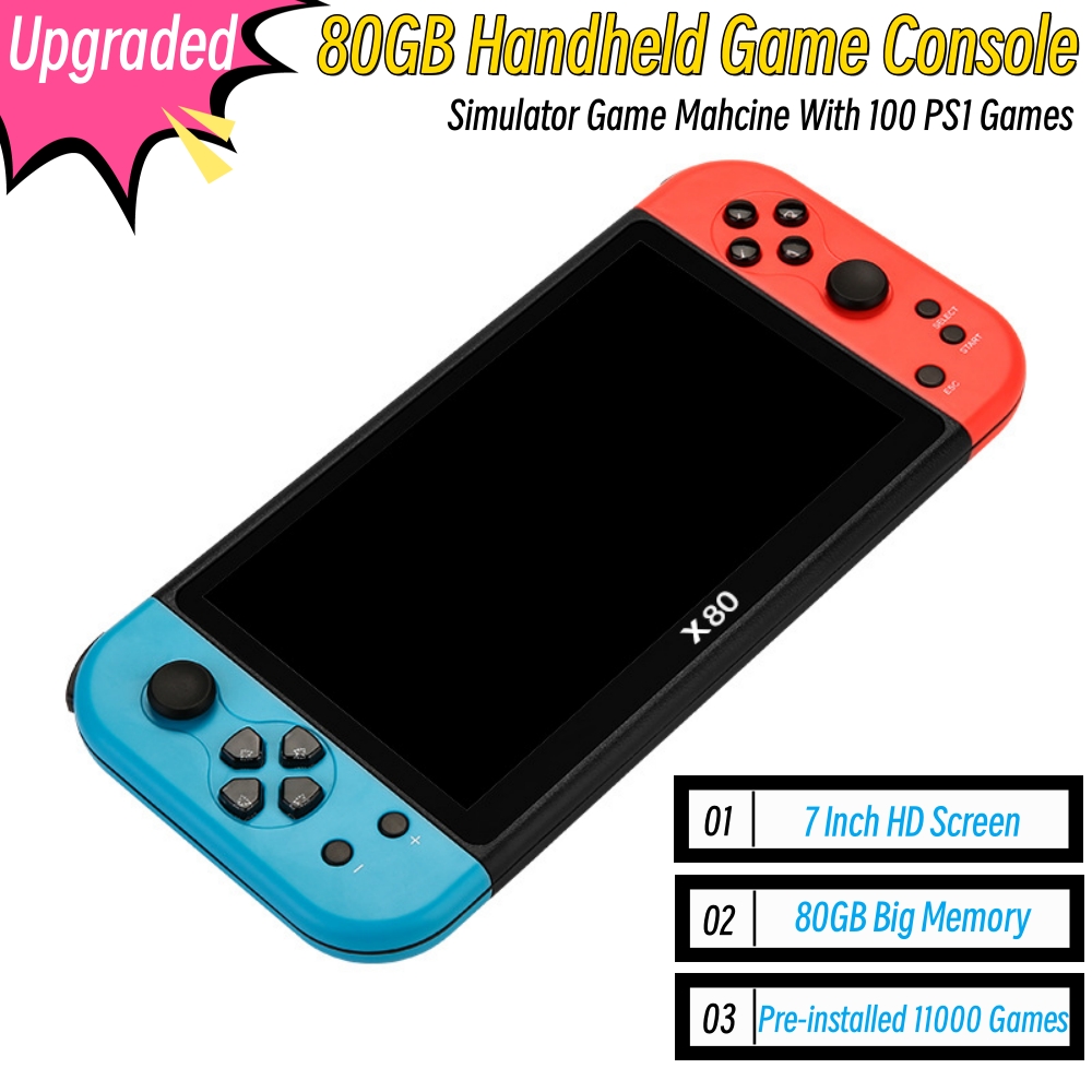 80GB Big Screen 7 Inch Handhel - Gaming Console X80 ulasan dan harga