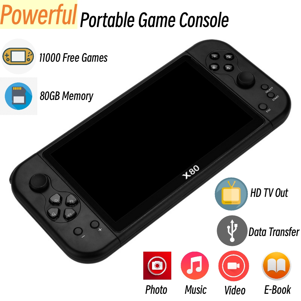 80GB Big Screen 7 Inch Handhel - Gaming Console X80 ulasan dan harga