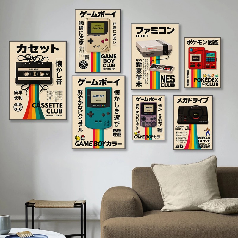 Retro Gaming Poster Japanese T - Gaming Console In 90S ulasan dan harga