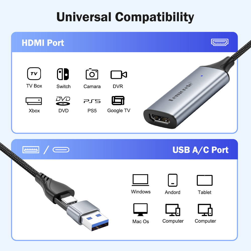 Lemorele USB 2.0 Video Capture - Gaming Console With Phone ulasan dan harga