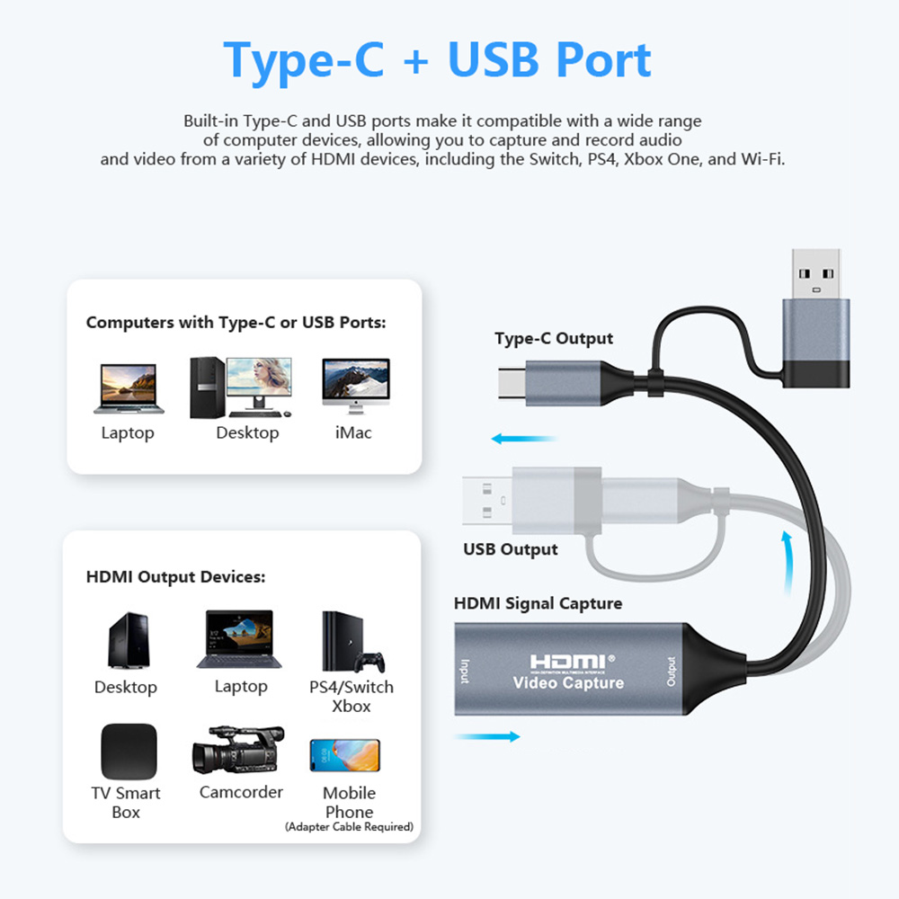4K 2 in 1 USB 2.0 Video Captur - Gaming Console With Phone ulasan dan harga